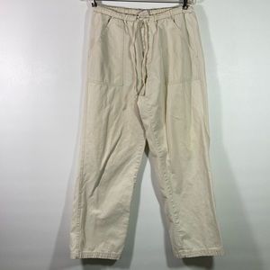 Essentials Style Pants Women Size S Cream Color Elastic Draw String Waist